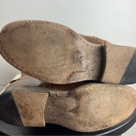 FRYE Phillip Pebbled Leather Knee High Roding Boots Brown Buckle - Picture 13 of 16